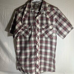 Cowboy Legend Men's Plaid Button Down Shirt - Red, Black, and White
